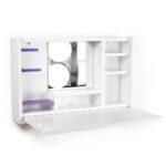 Scrivania Toeletta da muro Leeta bianco con ripiani e specchio - immagine 5