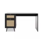 Scrivania Vienna30A nera con frontali effetto vimini - immagine 2