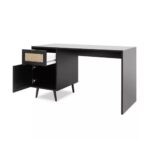 Scrivania Vienna30A nera con frontali effetto vimini - immagine 5