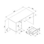 Scrivania Vienna30A nera con frontali effetto vimini - immagine 7