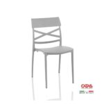 Sedia Esme polipropilene grigio metal schienale incrocio - immagine 4