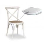 Sedia Heritage in faggio bianco consumato seduta imbottita in ecopelle bianco