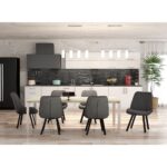 Sedia imbottita Layla grigio antracite con decoro - immagine 4