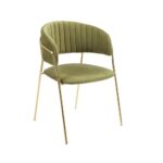 Sedia Key tessuto verde e struttura oro