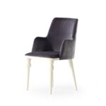 Sedia Zen vellutino grigio e gambe bianco - immagine 2