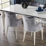 Sedia Zen vellutino grigio e gambe bianco - immagine 3