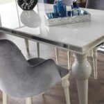 Sedia Zen vellutino grigio e gambe bianco - immagine 4