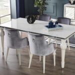 Sedia Zen vellutino grigio e gambe bianco - immagine 5