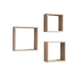 Set 3 mensole da parete Shelvy Cub forma cubo colore sonoma - immagine 2