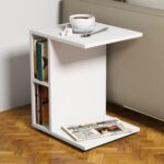 Tavolino da divano Newceylin porta computer vani a giorno  bianco - immagine 4
