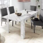 Tavolo allungabile Rock effetto marmo bianco 137x90x76h - immagine 2