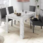 Tavolo allungabile Rock effetto marmo bianco 137x90x76h