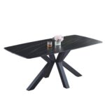 Tavolo Manta 180x90 piano ceramica effetto marmo nero - immagine 5