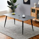 Tavolo Mila 160x90 top ceramica effetto marmo grigio cemento - immagine 2