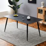 Tavolo Mila 160x90 top ceramica effetto marmo nero opaco - immagine 2