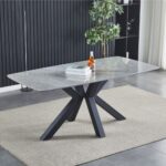 Tavolo Oder 180x90 piano ceramica effetto marmo grigio - immagine 2