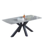 Tavolo Oder 180x90 piano ceramica effetto marmo grigio - immagine 5